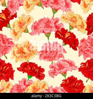 Seamless texture red , pink,  yellow hibiscus tropical flowers  vector illustration Stock Vector