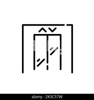 Elevator with up and down arrows. Pixel perfect, editable stroke line Stock Vector