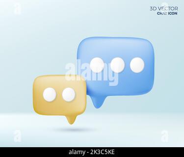 3D chat bubble design in blue and yellow color, isolated icon mesh Vector illustration. You can used for Marketing process, workflow presentations Stock Vector