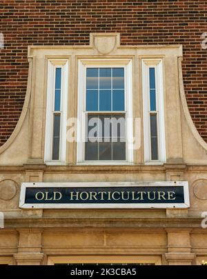 East Lansing MI - May 14, 2022: Sign for the old Horticulture Building Stock Photo