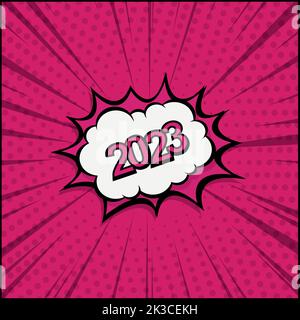 Colorful Web Template Comic Zoom New Year 2023 - Vector illustration Stock Vector