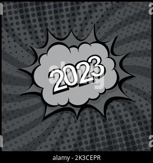 Colorful Web Template Comic Zoom New Year 2023 - Vector illustration Stock Vector