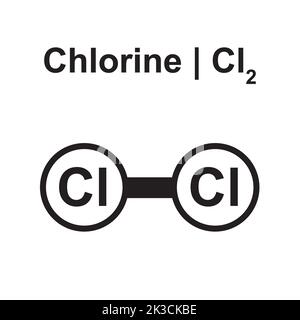 Molecular Model of Chlorine (Cl2) Molecule. Vector Illustration. Stock Vector