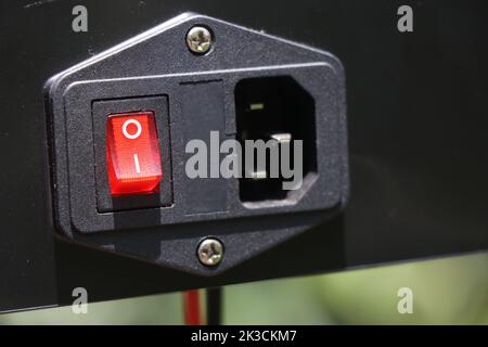 3D Printer power box with a view of its switch and slot for the power plug Stock Photo
