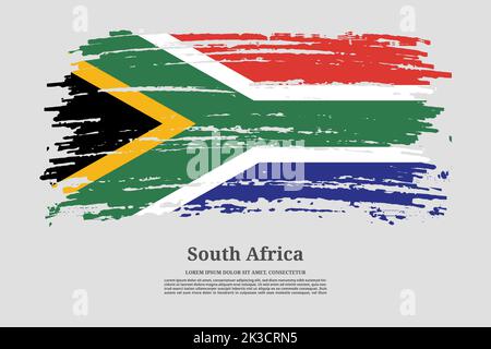 South Africa flag with brush stroke effect and information text poster, vector background Stock Vector