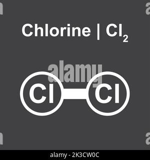 Molecular Model of Chlorine (Cl2) Molecule. Vector Illustration. Stock Vector