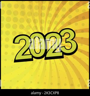 Colorful Web Template Comic Zoom New Year 2023 - Vector illustration Stock Vector
