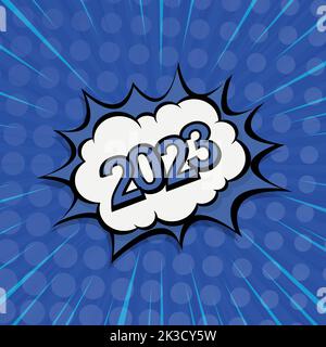 Colorful Web Template Comic Zoom New Year 2023 - Vector illustration Stock Vector