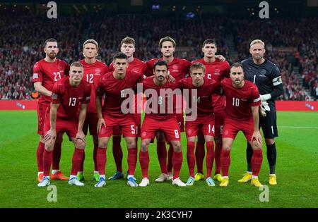 Parken, Copenhagen, Denmark. 25th Sep, 2022. . Danish team during Denmark and France at Parken, Copenhagen, Denmark. Ulrik Pedersen/CSM/Alamy Live News Stock Photo