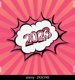Colorful Web Template Comic Zoom New Year 2023 - Vector illustration Stock Vector