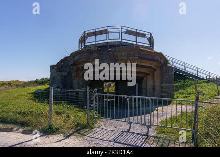 Pointe du Hoc German World War 2 artillery concrete bunker, Cricqueville-en-Bessin, Normandy, France Stock Photo