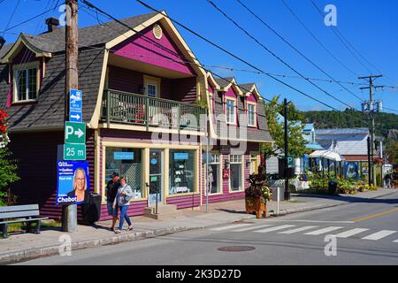 SAINT-SAUVEUR, CANADA -15 SEP 2022- View of the village of Saint-Sauveur, a resort town in the heart of the Laurentians tourist region in Quebec, Cana Stock Photo