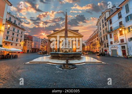 Rome, Italy at The Pantheon, an ancient Roman Temple dating from the 2nd century. Stock Photo