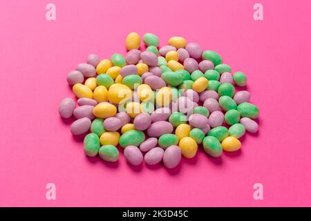 Colorful lollipops on a pink background Stock Photo