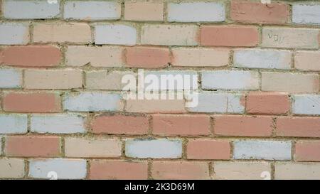 old brick wall with white and red bricks background. vintage brick wall texture Stock Photo