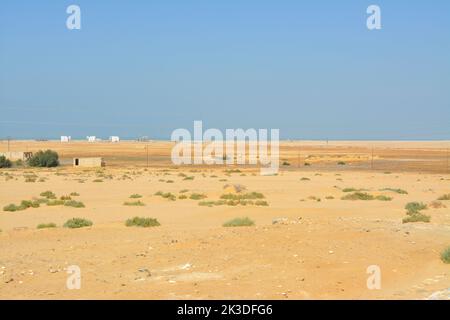 The Prophet Moses Springs, water wells and palms in Sinai Peninsula, Ras Sidr, Egypt Stock Photo