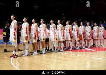 26th September 2022;  Sydney, Homebush, New South Wales, Australia, Women's World Cup Basketball, China versus Puerto Rico; China during their national anthem Stock Photo