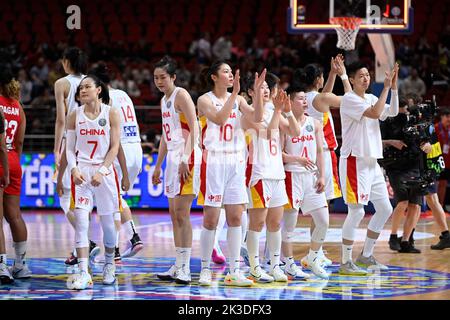 26th September 2022;  Sydney, Homebush, New South Wales, Australia, Women's World Cup Basketball, China versus Puerto Rico; China celebrate their victory Stock Photo