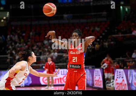 26th September 2022;  Sydney, Homebush, New South Wales, Australia, Women's World Cup Basketball, China versus Puerto Rico; Mya Hollingshed of Puerto Rico passes the ball Stock Photo