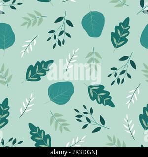 Elegant trendy floral seamless pattern design of branches and leaves. Foliage repeat texture background for textile and printing Stock Vector
