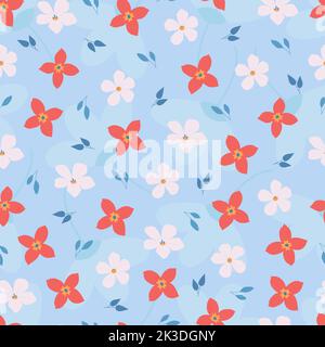 Floral seamless pattern design. Composite overlay repeat texture of abstract flowers and leaves. Background for surface printing Stock Vector