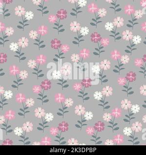 Modern trendy seamless floral ditsy pattern design of flowers and branches of leaves. Elegant repeating textured background Stock Vector