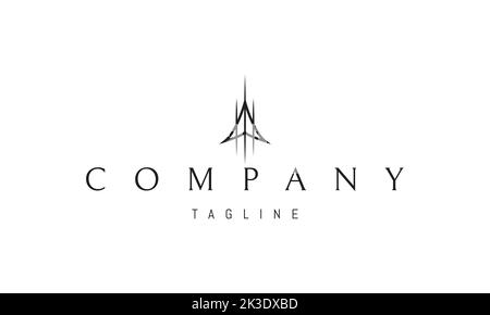 Vector logo on which an abstract image of an arrowhead crossed by three sharp lines. Stock Vector