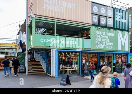 Buck Street Market, 'London's first eco-market', part of the Camden Market complex in Camden Town, London, UK Stock Photo