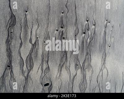 Patterns on beach, Hvalba, Suðuroy, Faroes Stock Photo