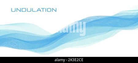 Undulation. Abstract blue complicated waves by thin flowing lines. Subtle vector graphics Stock Vector