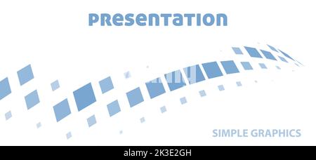 Abstract presentation template with curved rows of blue squares. Simple vector graphics Stock Vector