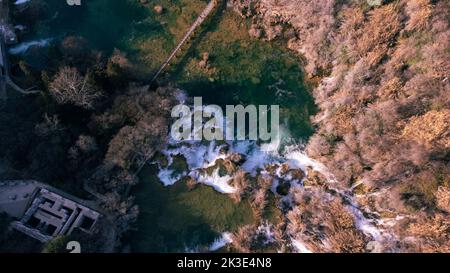 Aerial view of Skradinski Buk waterfall in Krka National Park, Croatia Stock Photo