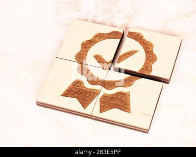 Quality warranty concept and service quality commitment as symbols on wooden cubes Stock Photo