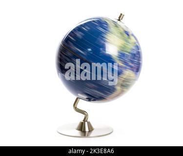 Globe of the world spinning isolated on white background Stock Photo