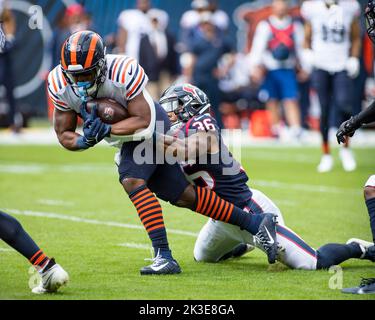 Chicago Bears running back Khalil Herbert (24) is tackled by Green Bay  Packers defenders during the second half of an NFL football game in  Chicago, Sunday, Sept. 10, 2023. The Packers won