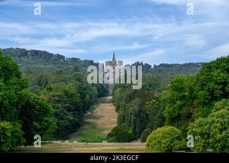 Distant view of the Hercules Monument (Herkules), Bergpark Wilhelmshöhe, Kassel, Germany Stock Photo