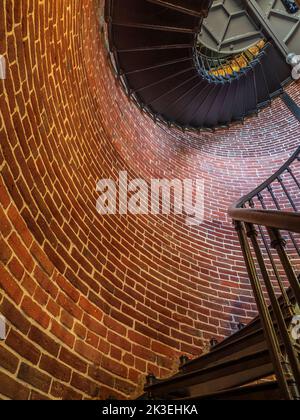 Interior circular stairs, Heceta Head Lighthouse north of Florence, Oregon. Stock Photo