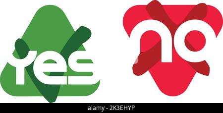 Yes or No. Simple green and red vector graphic icons Stock Vector