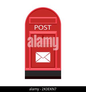 Red Metal Post Box Isolated on White Background Stock Vector