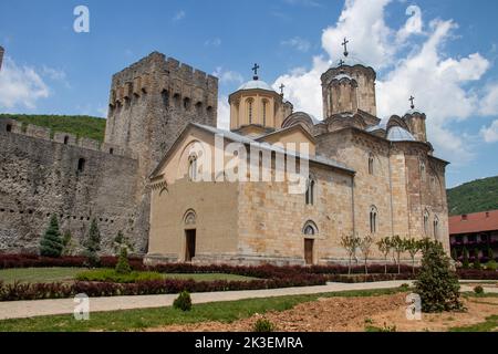 Serbian Orthodox monastery Manasija near Despotovac, Serbia, founded by Despot Stefan Lazarevic between 1406 and 1418. Holy trinity church Stock Photo