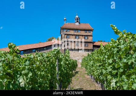 Esslingen near Stuttgart, Germany, view of the historic city walls castle with Guardhouse (Hochwacht) . Baden-Wuerttemberg, Germany, Europe Stock Photo