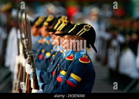 Maracaibo-Venezuela-24-07-2013. Soldier of the Venezuelan navy during a military parade. © JOSE ISAAC BULA URRUTIA. Stock Photo