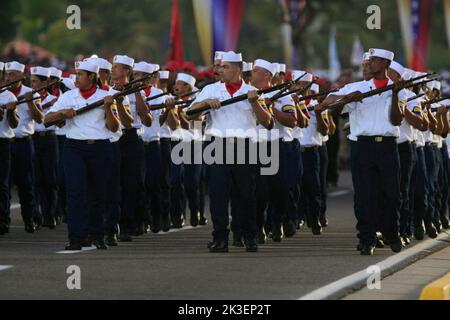 Maracaibo-Venezuela-24-07-2013. Soldiers of the Venezuelan navy during a military parade. © JOSE ISAAC BULA URRUTIA. Stock Photo