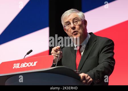 Liverpool, UK, 26.September 2022  First Minister of Wales Mark Drakeford . Liverpool Kings Dock. Liverpool UK. Picture: gary Roberts/worldwidefeatures.com Stock Photo
