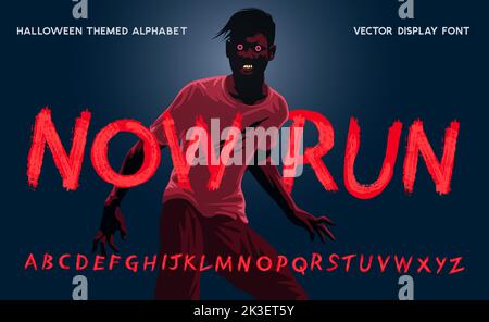 A halloween and horror themed display alphabet vector font in blood red. Stock Vector