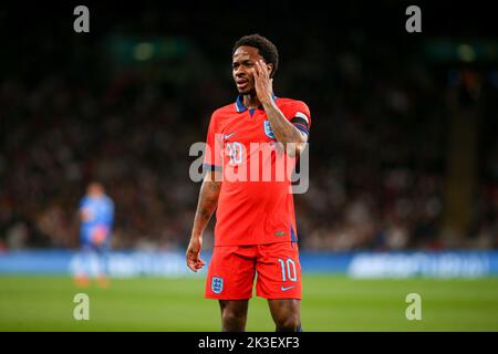 London, UK. 26th Sep, 2022. London, England, Monday 26th Sep 2022 Raheem Sterling (10 England) during the UEFA Nations League Group 3 game between England and Germany at Wembley Stadium in London, England (Sports Press Photo SPP) Credit: SPP Sport Press Photo. /Alamy Live News Stock Photo