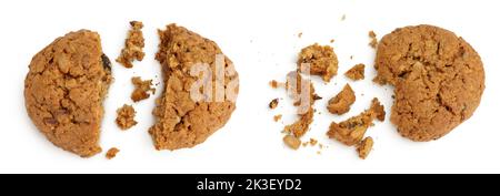 oatmeal cookies with flax, pumpkin and sunflower seeds with full depth of field. Top view. Flat lay Stock Photo