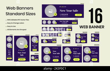 New year sale web set banner design for social media post Stock Vector
