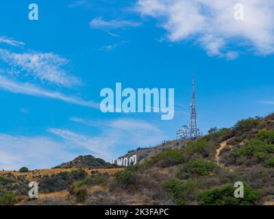 Los Angeles, JUL 20 2014 - Hiking in Hollywood Hills trail Stock Photo