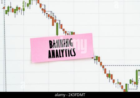 Business and trading concept. Against the background of the quote chart, a sticker with the inscription - Banking analytics Stock Photo